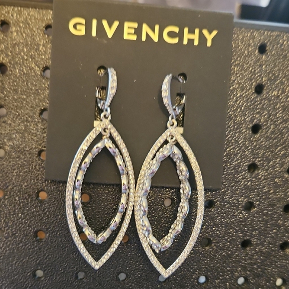 Givenchy Jewelry - Givenchy Silver and Black Double Hoop Earrings